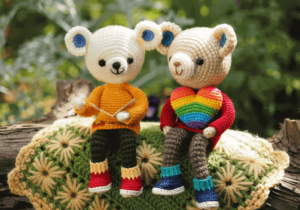 Imagem de lindos ursinhos feitos em amigurumi