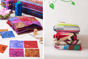 Tecidos reutilizados transformados em uma bela colcha