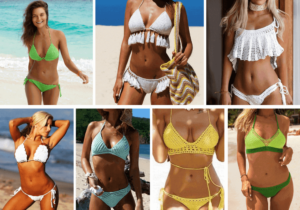 Imagem mostrando modelos de biquínis de crochê