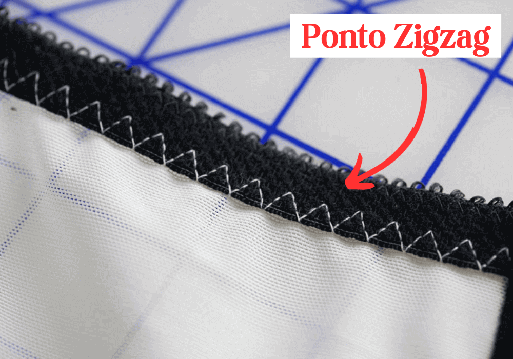 Exemplo de pontos de costura ideais para elásticos nesta imagem escolhemos o ponto zigzag