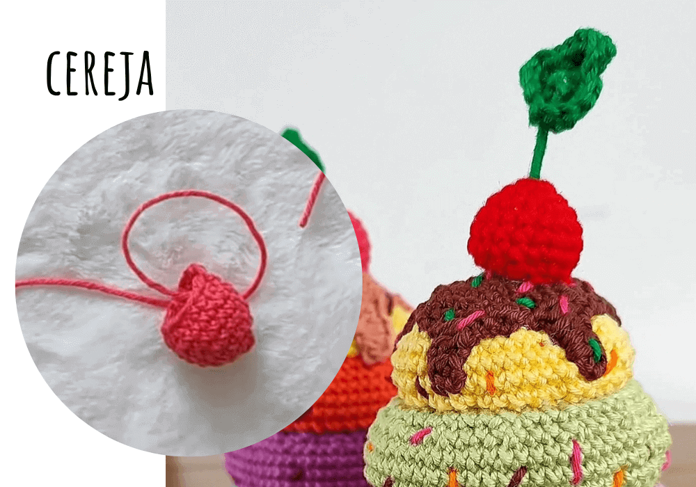 cereja de crochê amigurumi